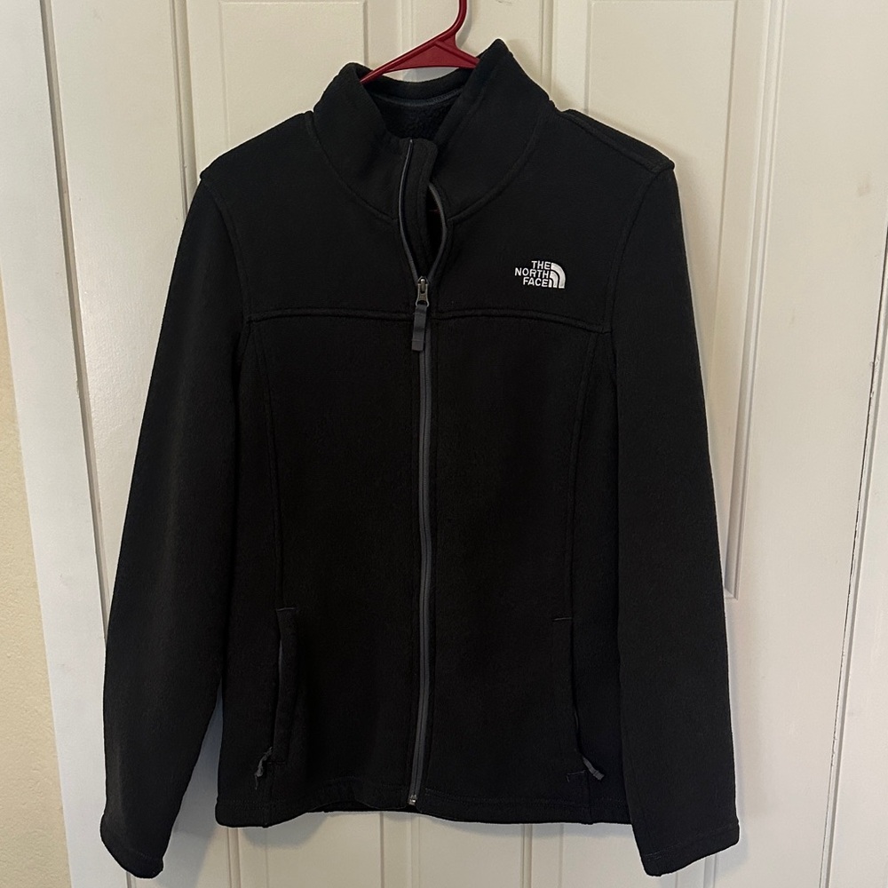 The North Face dark grey fleece jacket women’s large